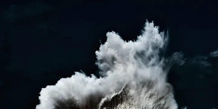 Explosive White Smoke on Dark Background, photographic, abstract, monochrome