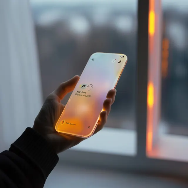 Smartphone UI Mockup with Gradient Background, minimal, gradient-heavy, vibrant