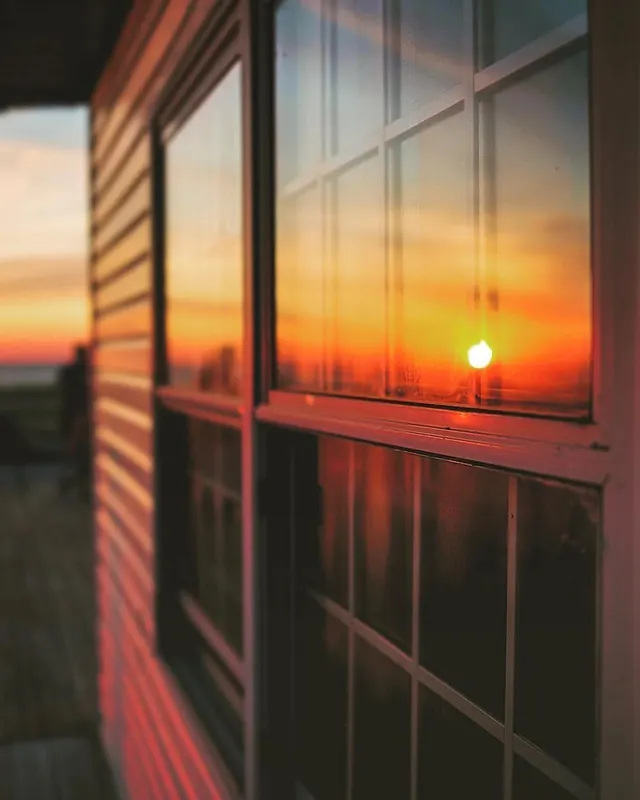 Sunset Reflection on Window, photographic, minimal, warm
