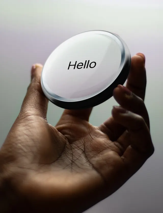 Smart Device Mockup with Hello Text, minimal, corporate-clean, light
