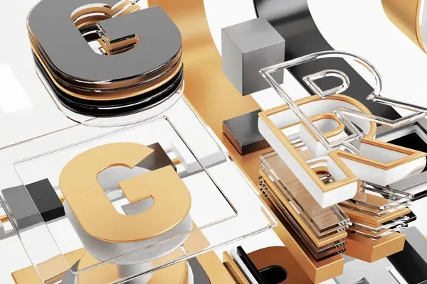 3D Isometric Lettering Identity System, minimal, geometric, high-contrast