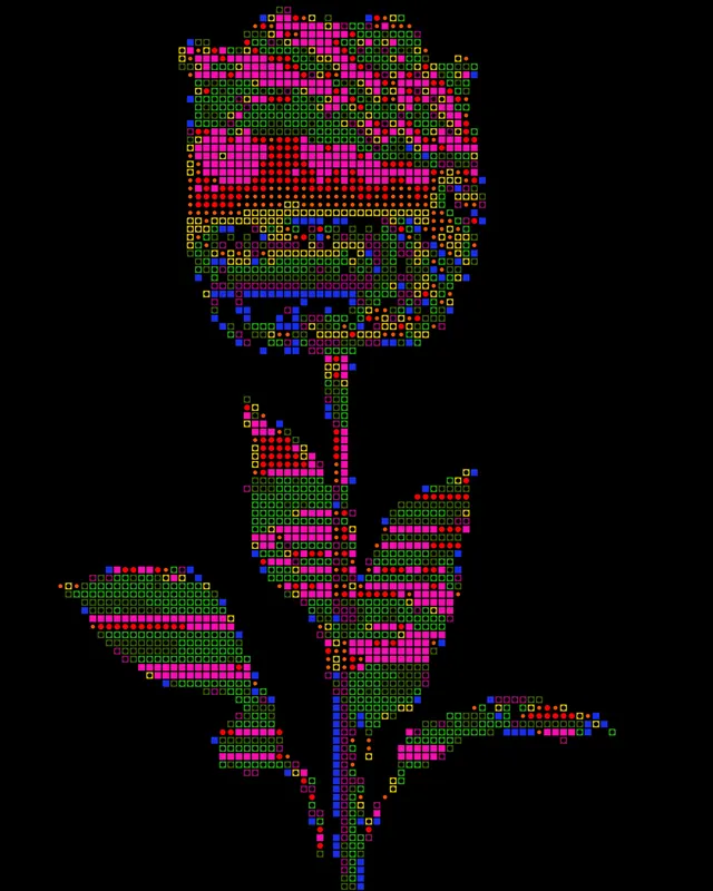 Pixel Art Rose Illustration, geometric, abstract, dark