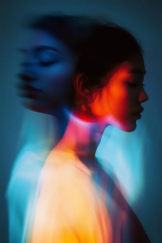 Double Exposure Portrait, abstract, photographic, vibrant