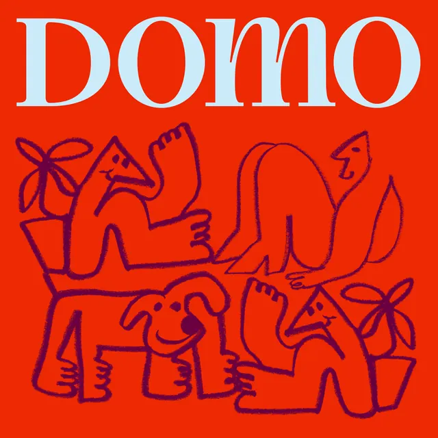 DOMO Wordmark and Illustration, playful, flat, high-contrast