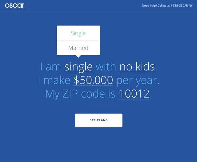 Oscar Insurance UI Screen, minimal, corporate-clean, dark
