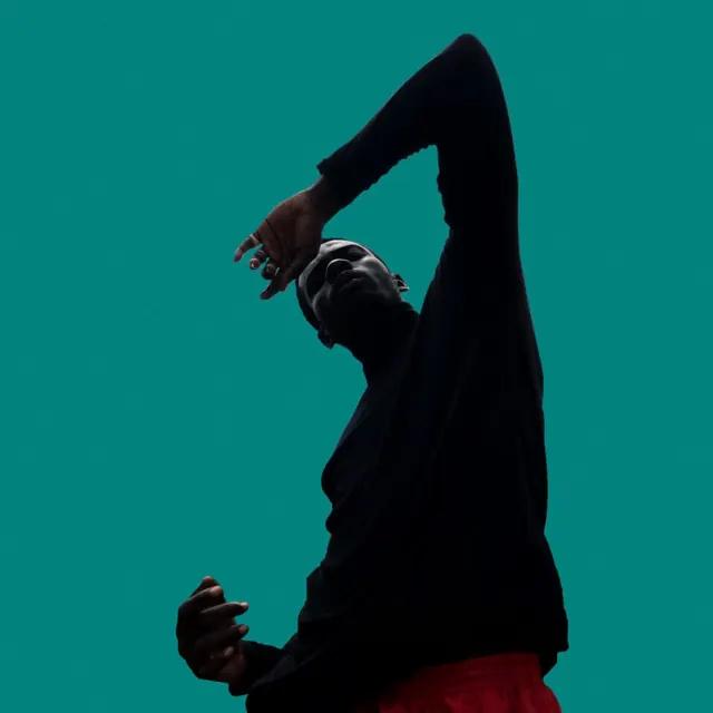 Silhouette Portrait in Teal, minimal, photographic, vibrant