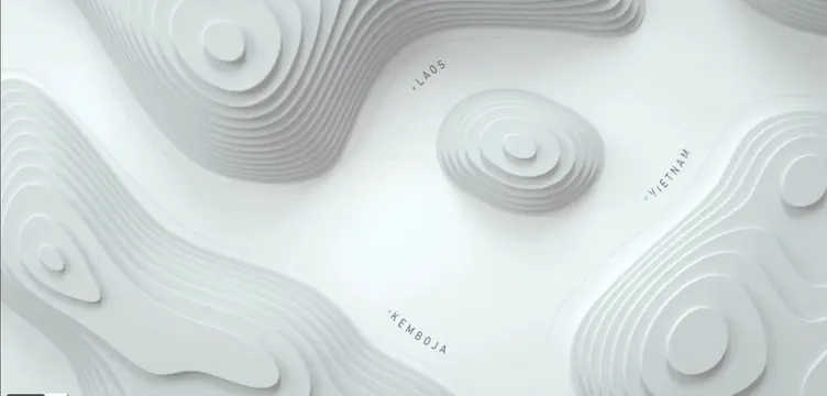 Topographic Abstract Graphic, minimal, 3d-render, monochrome