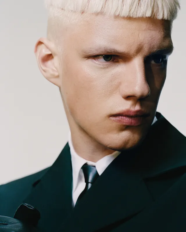 Male Model Portrait in Formal Attire, luxury, photographic, high-contrast