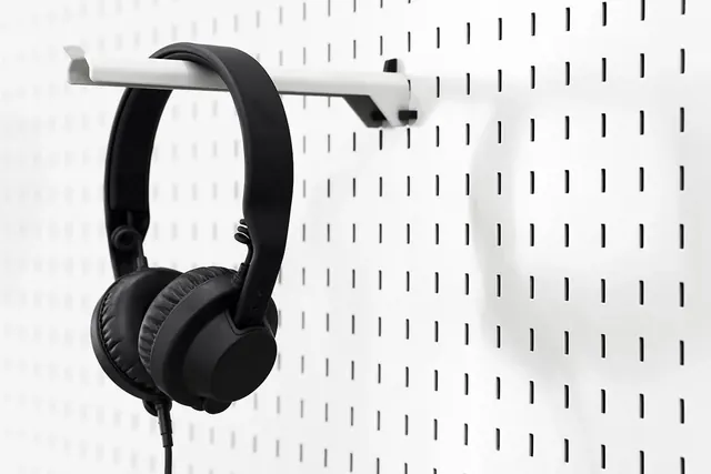 Over-Ear Headphones on Wall Mount, minimal, geometric, monochrome