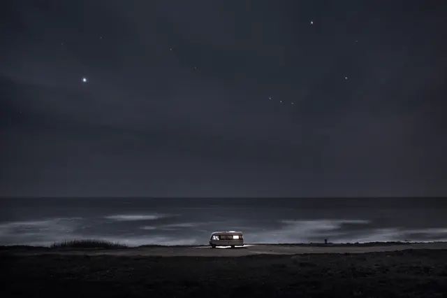 Night Landscape with Vehicle, minimal, photographic, dark