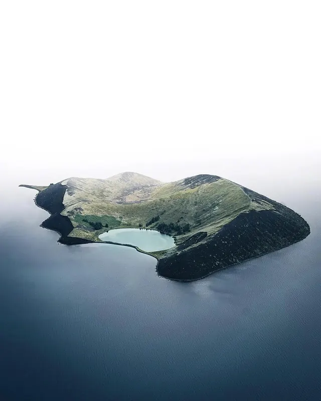 Aerial Island Landscape, minimal, photographic, muted