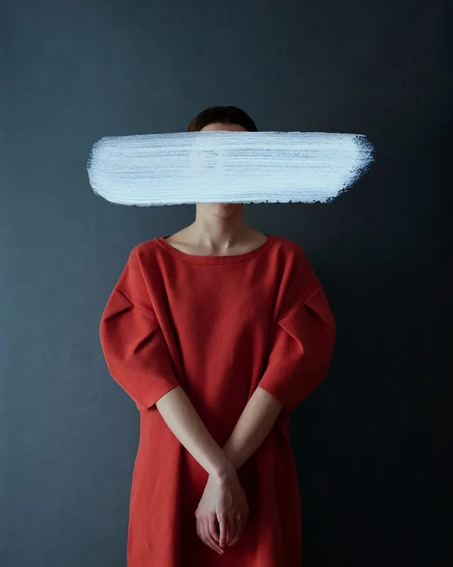 Abstract Portrait with Censored Face, minimal, abstract, high-contrast