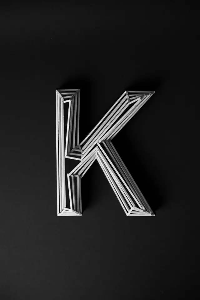 Chrome Letter K, minimal, luxury, monochrome