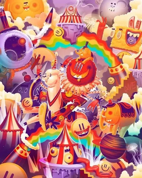 Maximalist Abstract Collage Illustration, maximalist, playful, vibrant