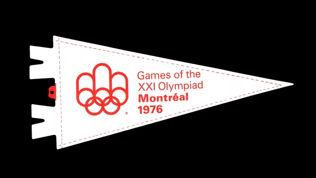 1976 Montreal Olympics Logo, retro, geometric, high-contrast