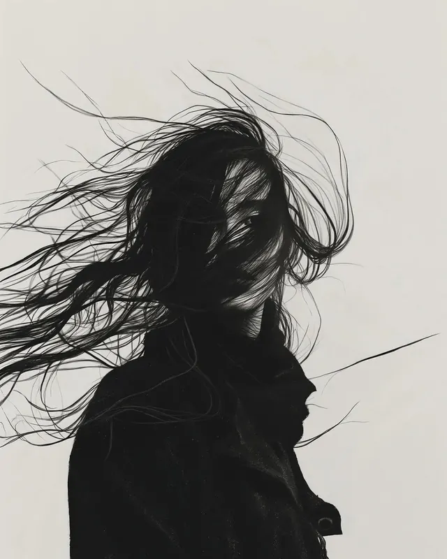 Monochrome Line Art Portrait, minimal, monochrome, monochrome