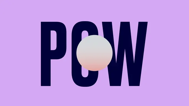 POW Wordmark with Sphere, minimal, geometric, vibrant