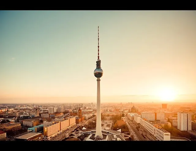 Berlin TV Tower at Sunset, photographic, minimal, warm