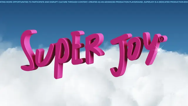 Super Joy Wordmark, playful, 3d-render, vibrant