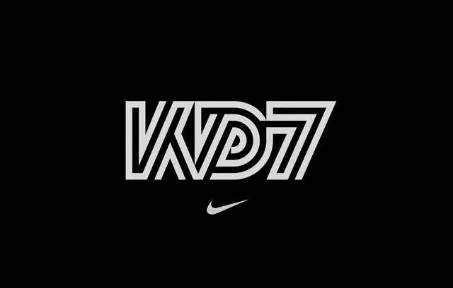 VND7 Wordmark and Swoosh Logo, minimal, monochrome, high-contrast