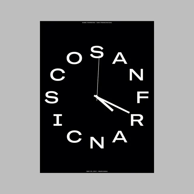 San Francisco Clock Face Design, minimal, swiss, high-contrast