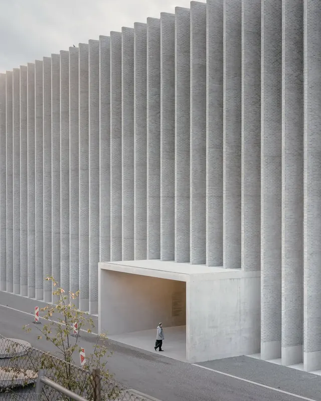 Modernist Architectural Facade, minimal, geometric, monochrome