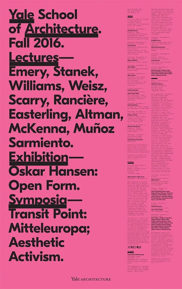 Yale School of Architecture Fall 2014 Lecture Series Poster, swiss, minimal, high-contrast