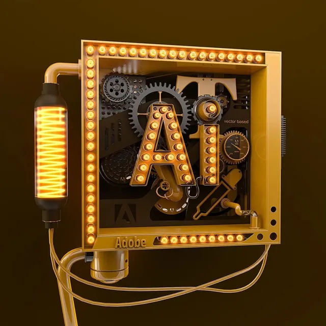Mechanical Clockwork Illustration, technical, geometric, warm