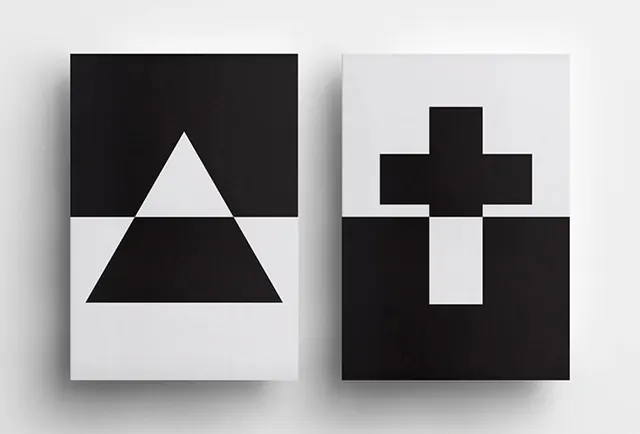 Geometric Abstract Identity Mockup, minimal, swiss, monochrome