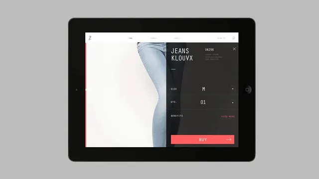 Jeans E-commerce UI Mockup, minimal, editorial, light