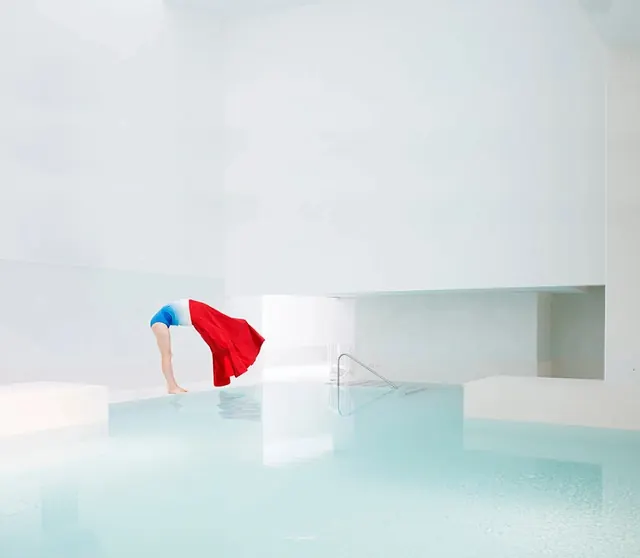 Minimalist Interior Pool Scene, minimal, light-mode, light