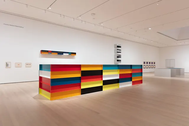 Colorful Geometric Block Installation, minimal, geometric, vibrant