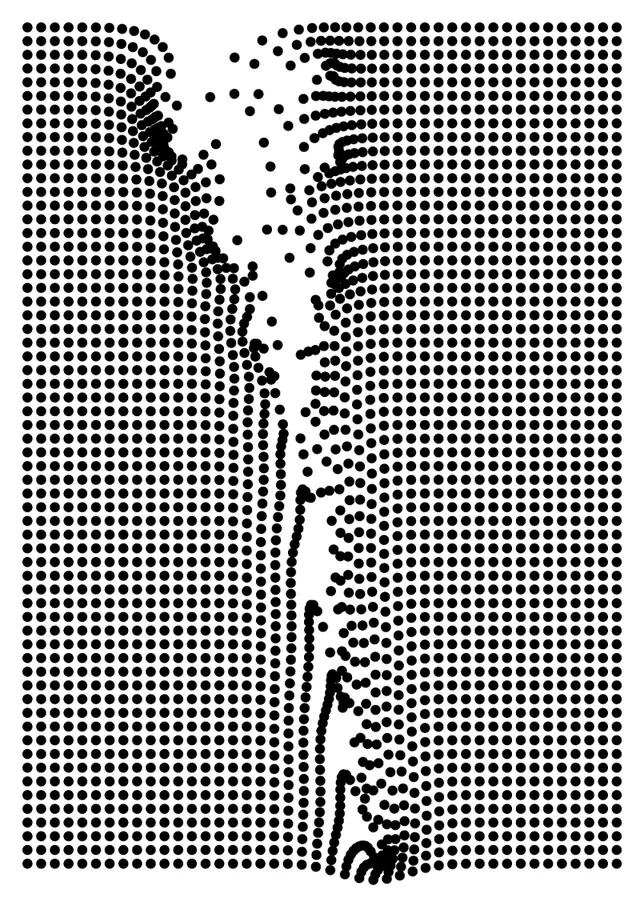 Abstract Dot Matrix Distortion, minimal, brutalist, monochrome