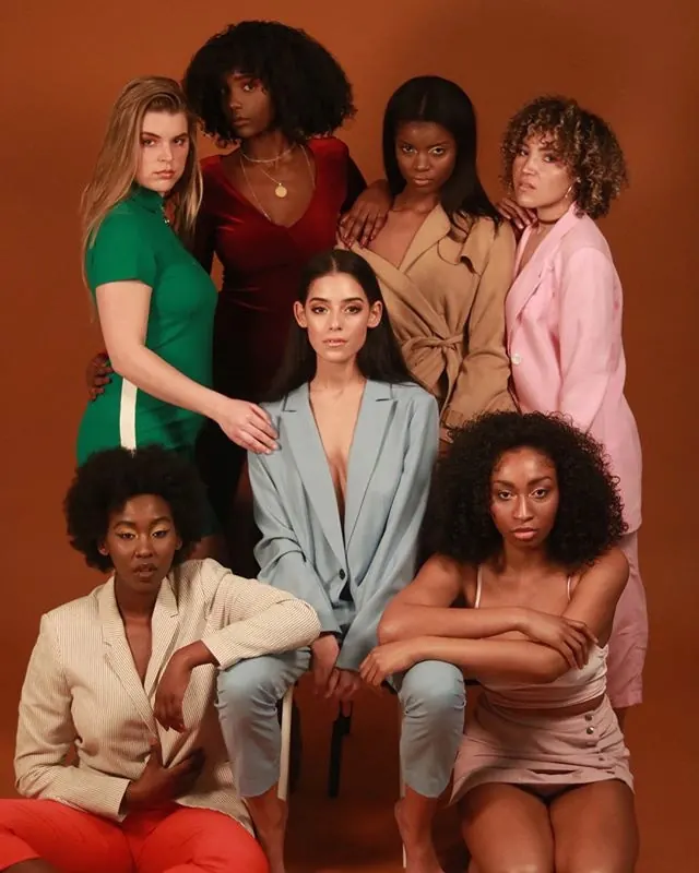 Group of Diverse Women in Fashionable Attire, photographic, maximalist, vibrant
