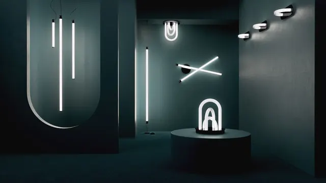 Abstract Neon Identity Mockup, minimal, dark-mode, dark