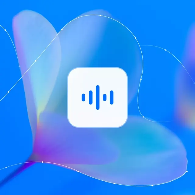 Blue gradient voice-icon illustration, gradient-heavy, minimal, vibrant