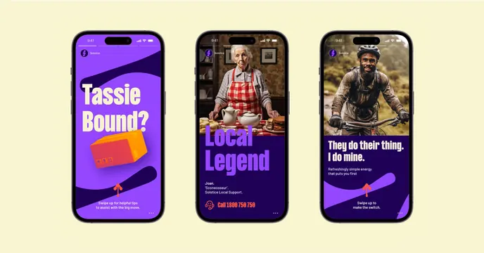 Mobile app screens with neon UI and playful graphics, playful, gradient-heavy, vibrant