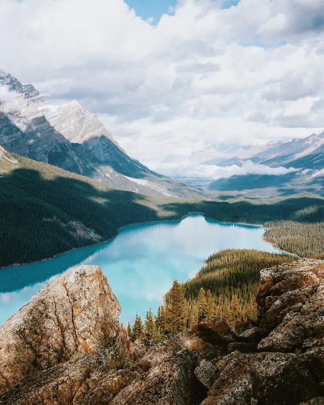 Mountain Lake Landscape, photographic, organic, vibrant