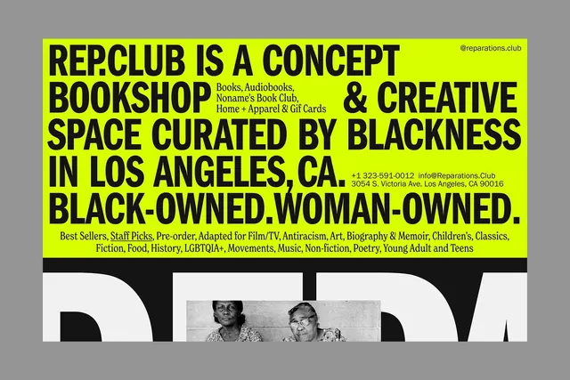 Rep.Club bookshop brutalist poster, brutalist, neo-brutalist, dark