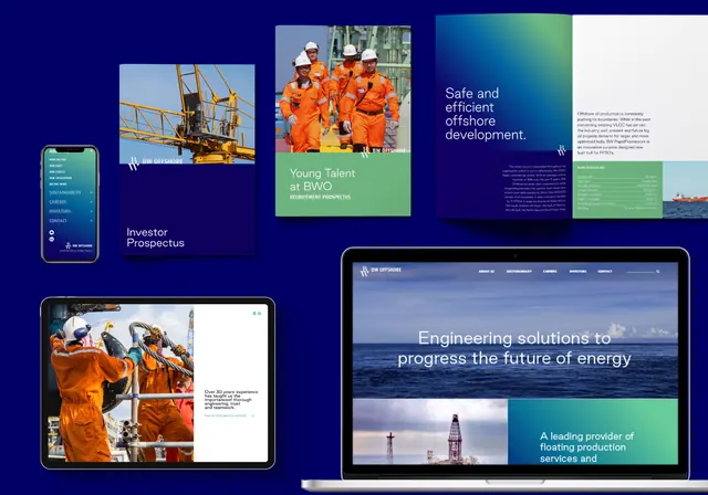 Offshore energy corporate identity system, corporate-clean, minimal, dark