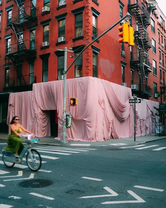 Street Art Installation Mockup, photographic, brutalist, vibrant