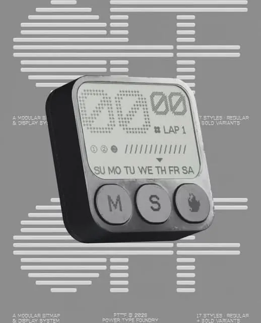 Retro digital device UI mockup, minimal, retro, dark
