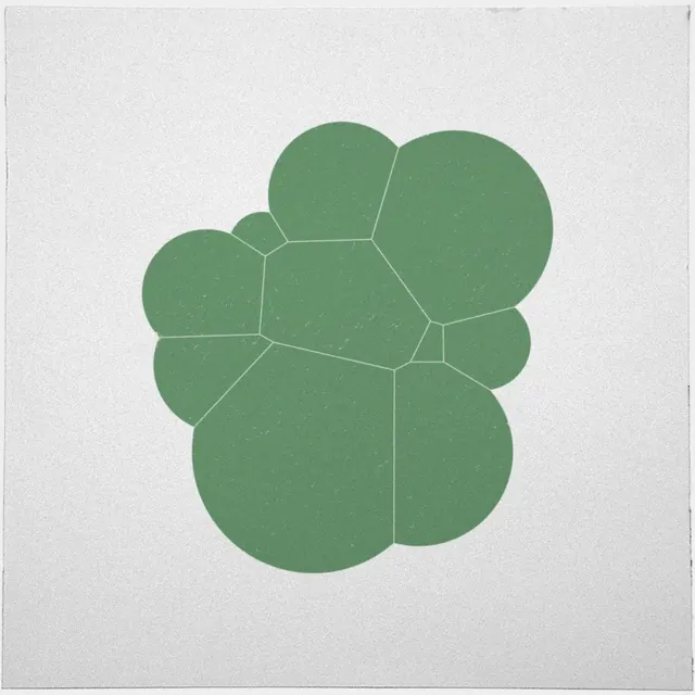 Organic cell-cluster line art in sage green, minimal, geometric, muted