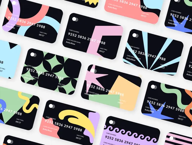 Vibrant geometric business card system, minimal, geometric, dark