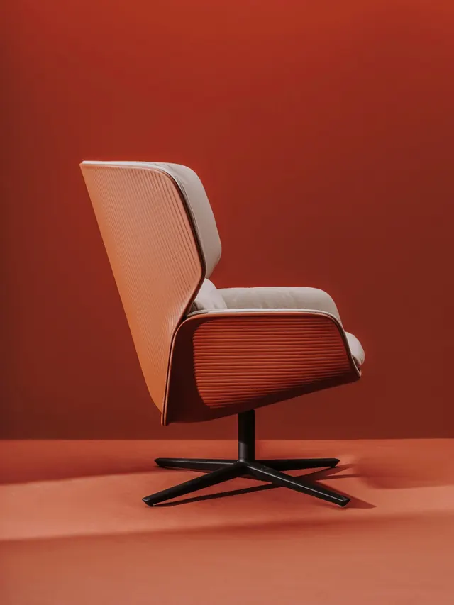 Minimalist Modern Chair in Red Space, minimal, photographic, vibrant