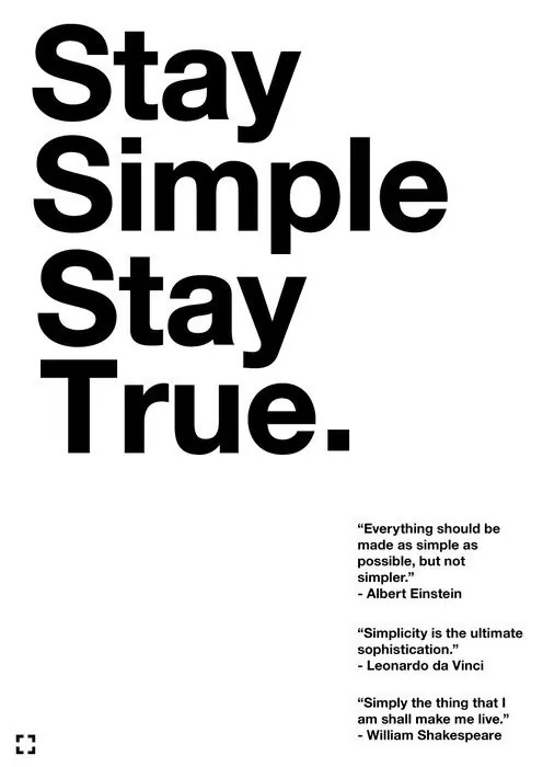 Stay Simple Stay True Typography Design, minimal, swiss, high-contrast