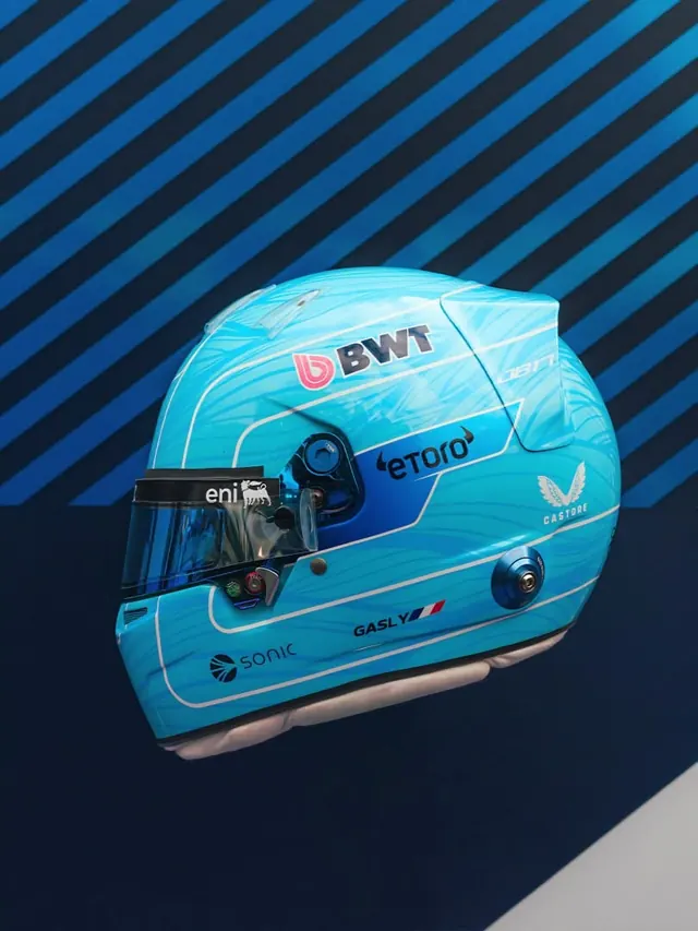 Turquoise racing helmet product mockup, 3d-render, photographic, vibrant