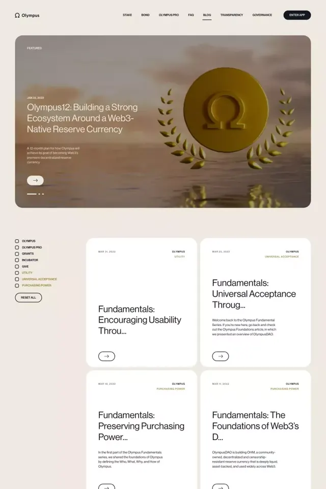 Fintech landing page with gold accent and muted earthy palette, minimal, corporate-clean, light