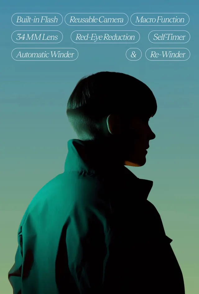 Blue-Toned Portrait with Text Overlay, minimal, editorial, cool