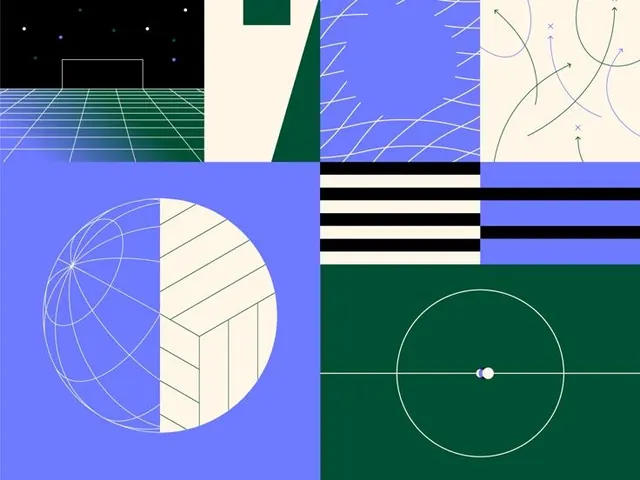 Retro-futuristic geometry collage, geometric, minimal, dark